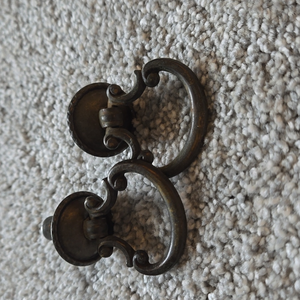 Vintage Furniture Hardware Drawer Pulls Brass Ornate Ring Pull